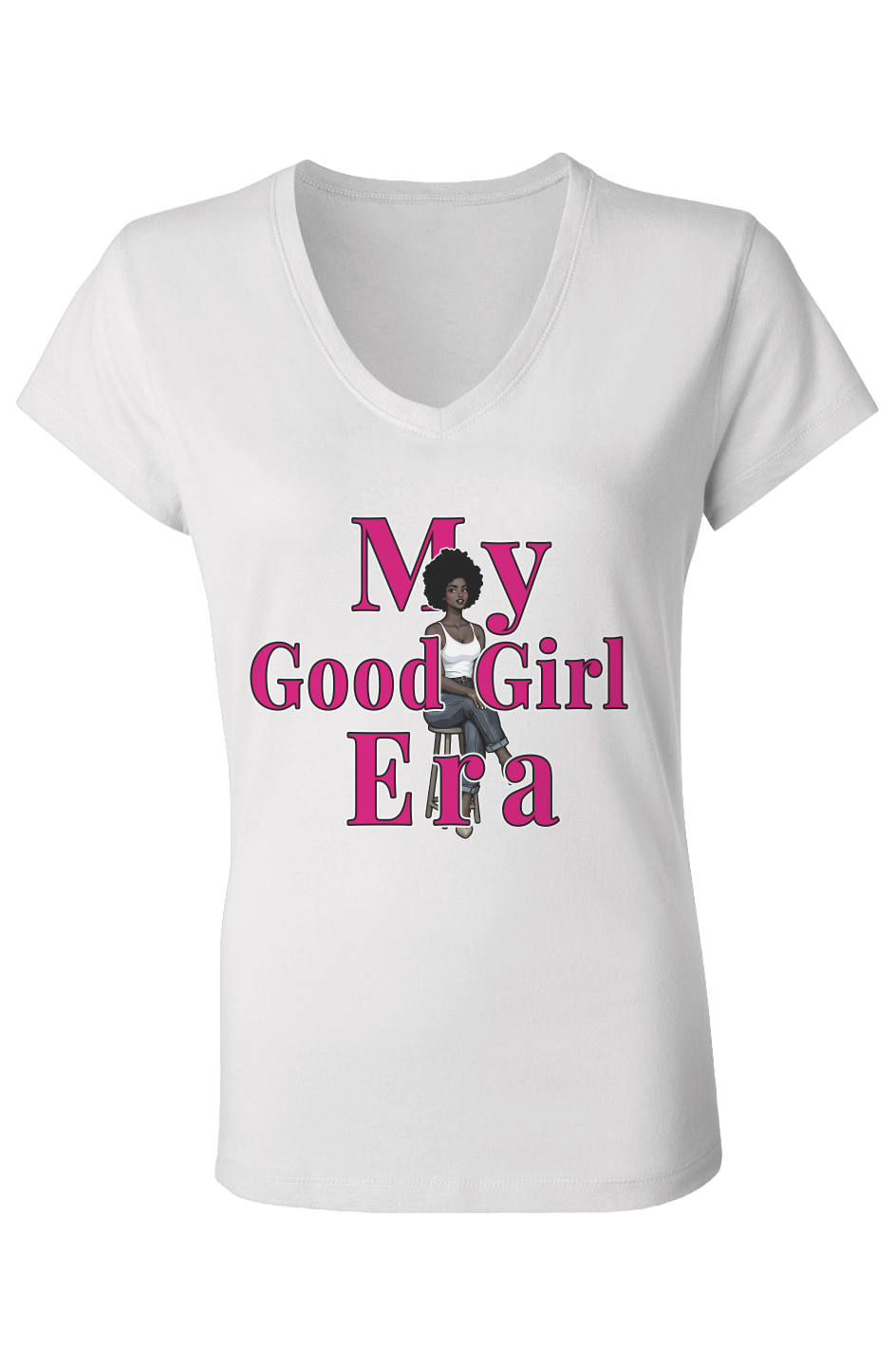 Ladies Jersey V Neck T Shirt