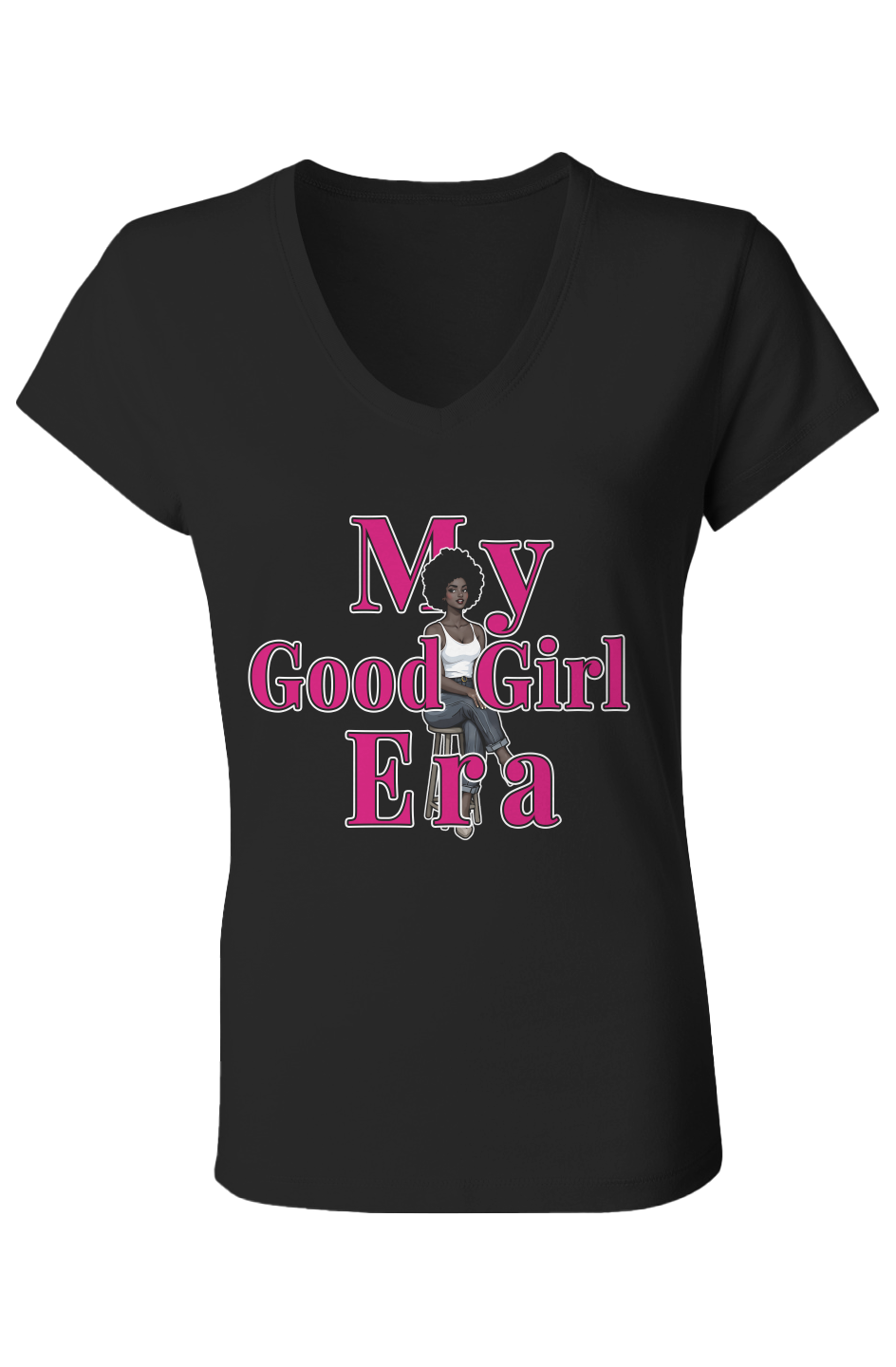 Ladies Jersey V Neck T Shirt